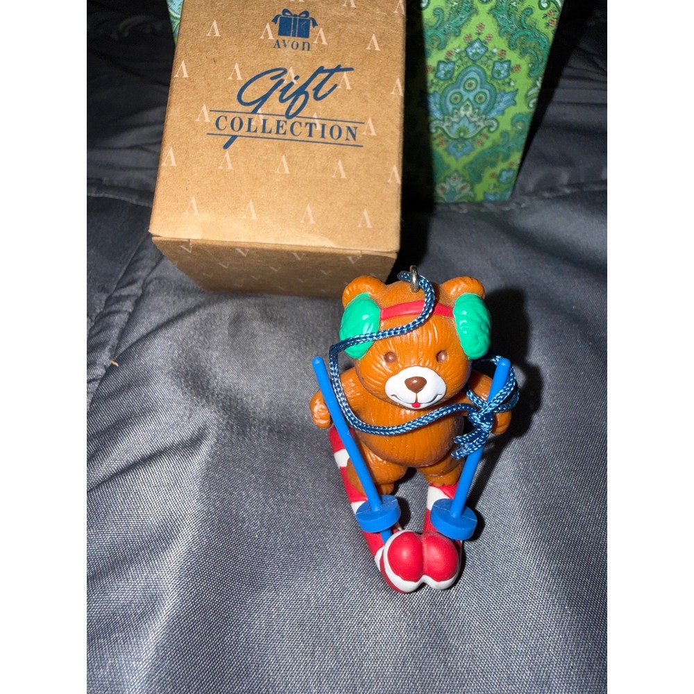 Avon Gift Collection Frosty Treats Bear Christmas Ornament Vintage Skiing Teddy